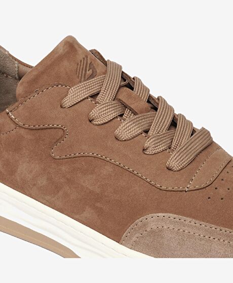 Erkek Koyu Vizon Hakiki Deri Sneaker Ayakkabı