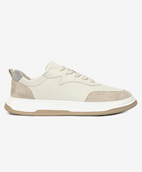 Erkek Açık Vizon Hakiki Deri Sneaker Ayakkabı