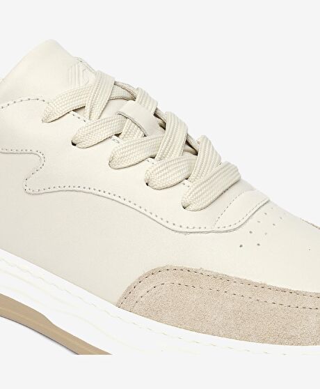 Erkek Açık Vizon Hakiki Deri Sneaker Ayakkabı