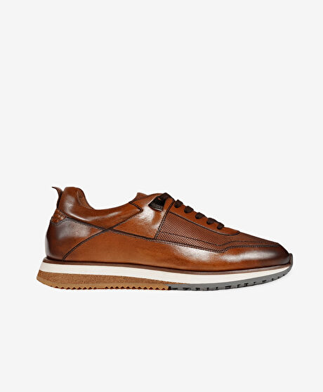 Erkek Taba Hakiki Deri Sneaker Ayakkabı