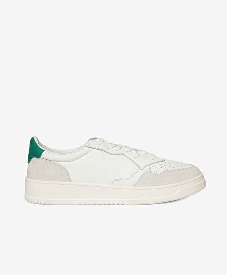 Erkek Beyaz Yeşil Hakiki Deri Sneaker Ayakkabı