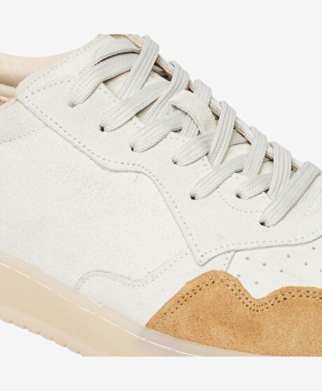 Erkek Taba Gri Hakiki Deri Sneaker Ayakkabı