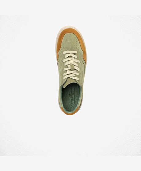 Erkek Taba Yeşil Hakiki Deri Sneaker  Ayakkabı