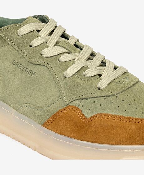 Erkek Taba Yeşil Hakiki Deri Sneaker  Ayakkabı