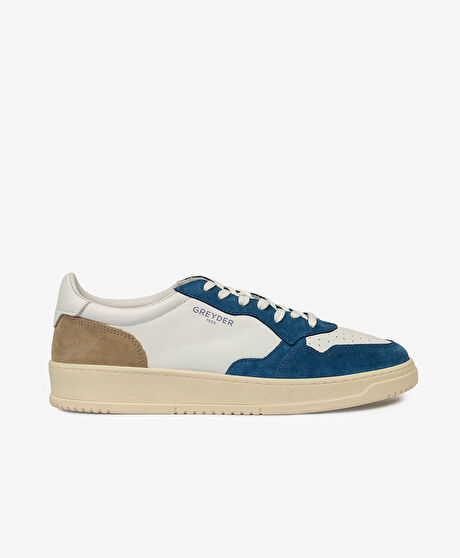 Erkek Saks Beyaz Hakiki Deri Sneaker Ayakkabı