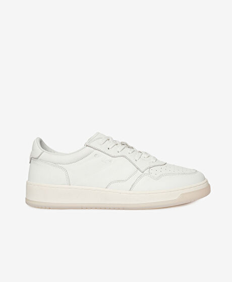 Erkek Kırık Beyaz Hakiki Deri Sneaker Ayakkabı