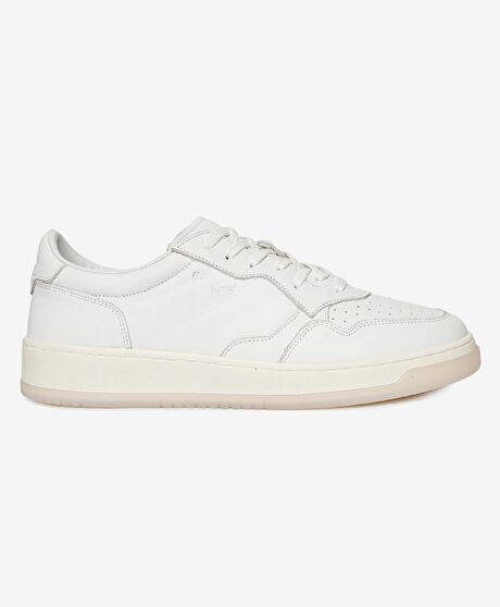 Erkek Kırık Beyaz Hakiki Deri Sneaker Ayakkabı