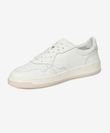 Erkek Kırık Beyaz Hakiki Deri Sneaker Ayakkabı