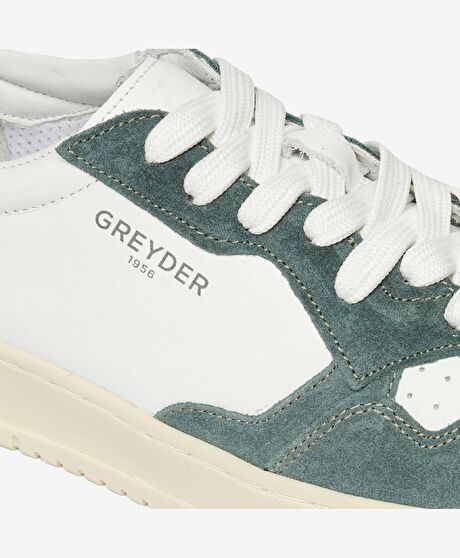 Erkek Turkuaz Beyaz Hakiki Deri Sneaker Ayakkabı