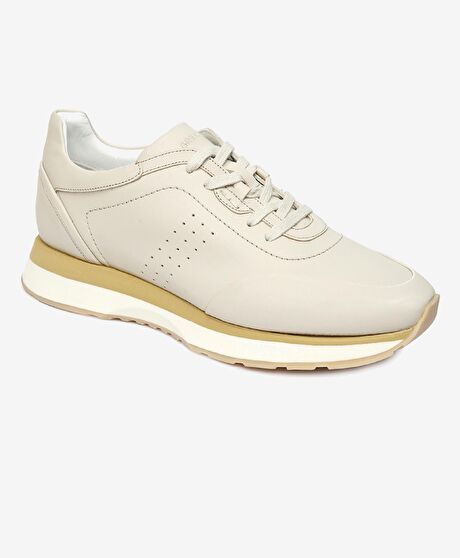 Erkek Beyaz Hakiki Deri Sneaker Ayakkabı