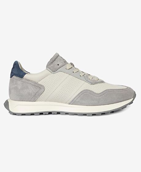 Erkek Açık Gri Hakiki Deri Sneaker Ayakkabı