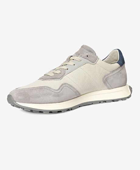 Erkek Açık Gri Hakiki Deri Sneaker Ayakkabı