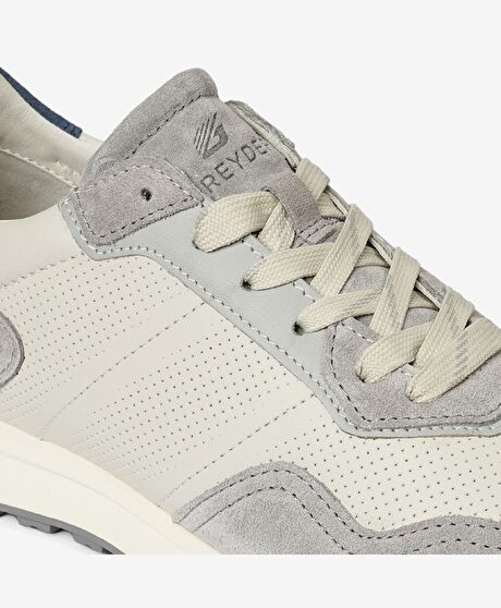 Erkek Açık Gri Hakiki Deri Sneaker Ayakkabı