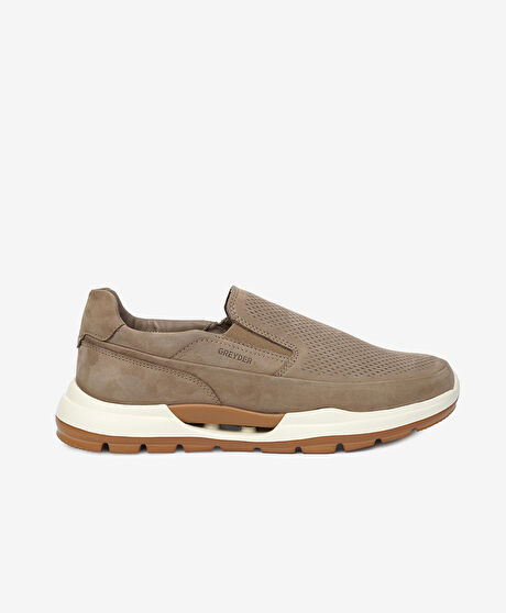 Erkek Vizon Hakiki Deri Sneaker Ayakkabı