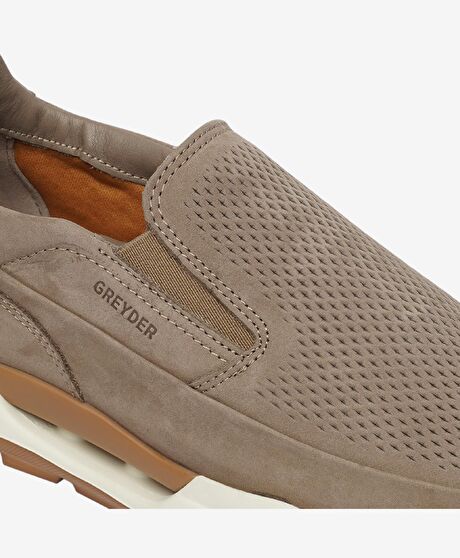 Erkek Vizon Hakiki Deri Sneaker Ayakkabı