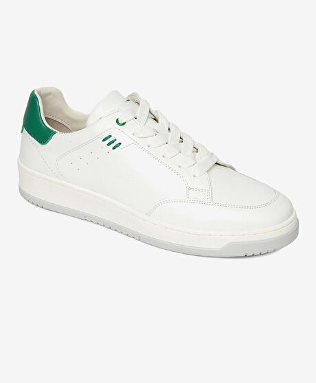 Erkek Beyaz Hakiki Deri Sneaker Ayakkabı