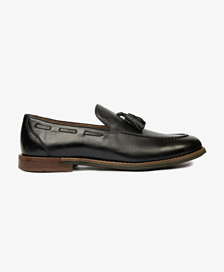 Erkek Siyah Hakiki Deri Loafer Ayakkabı