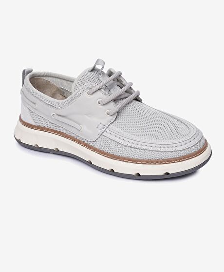 Erkek Gri Hakiki Deri Casual Ayakkabı