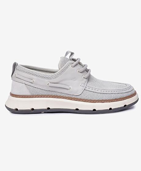 Erkek Gri Hakiki Deri Casual Ayakkabı