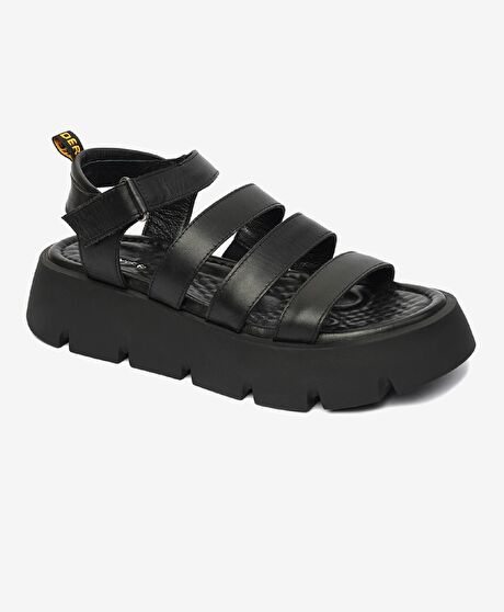 Kadın Siyah Hakiki Deri Sandalet