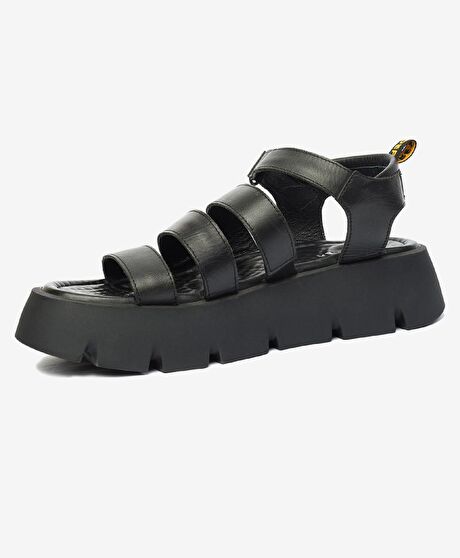 Kadın Siyah Hakiki Deri Sandalet