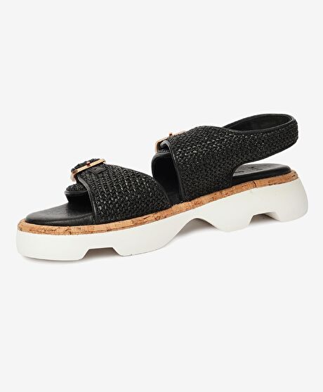 Kadın Siyah Hakiki Deri Sandalet