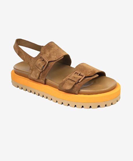 Kadın Taba Süet Hakiki Deri Sandalet