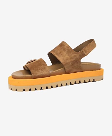 Kadın Taba Süet Hakiki Deri Sandalet