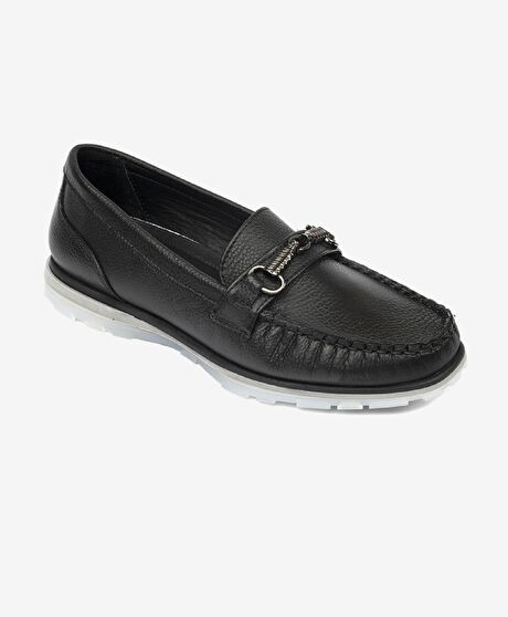 Kadın Siyah Hakiki Deri Loafer Ayakkabı