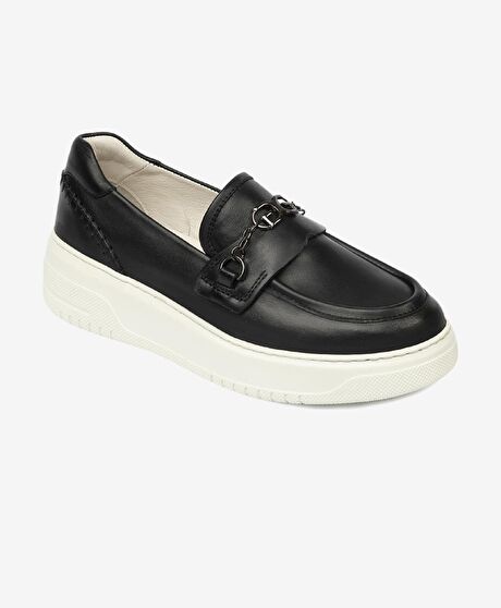 Kadın Siyah Hakiki Deri Loafer Ayakkabı