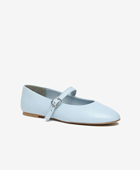 Kadın Açık Mavi Hakiki Deri Babet