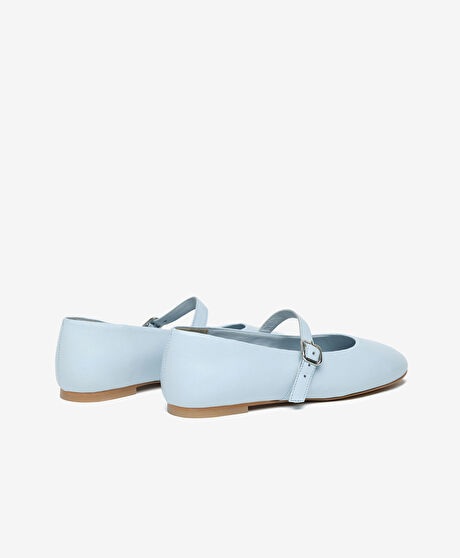 Kadın Açık Mavi Hakiki Deri Babet