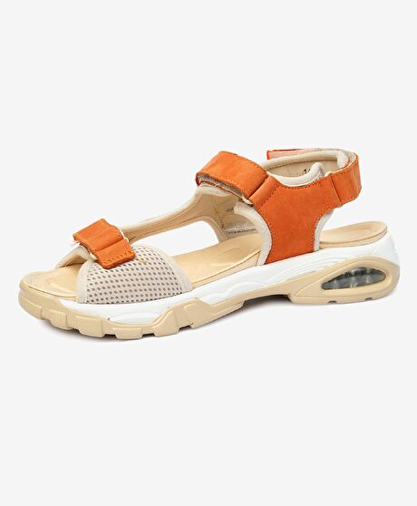 Kadın Turuncu Hakiki Deri Sandalet