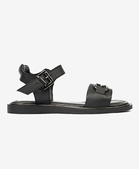 Kadın Siyah Hakiki Deri Sandalet