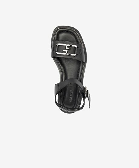 Kadın Siyah Hakiki Deri Sandalet