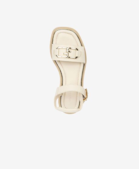 Kadın Bej Hakiki Deri Sandalet