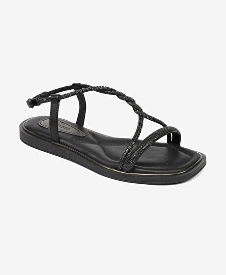 Kadın Siyah Hakiki Deri Sandalet