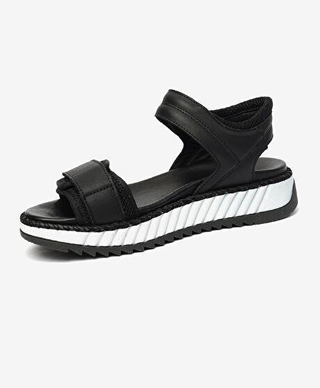 Kadın Siyah Hakiki Deri Sandalet