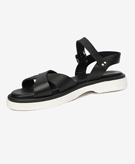 Kadın Siyah Hakiki Deri Sandalet