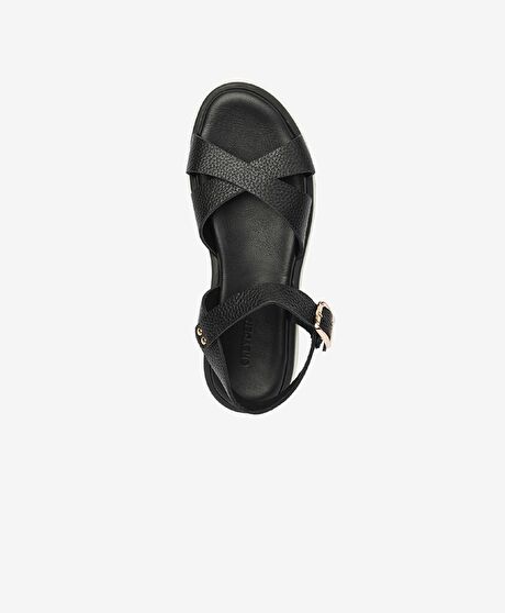 Kadın Siyah Hakiki Deri Sandalet