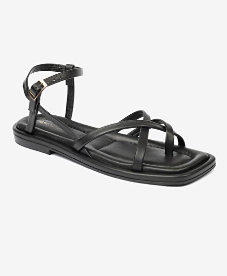 Kadın Siyah Hakiki Deri Sandalet