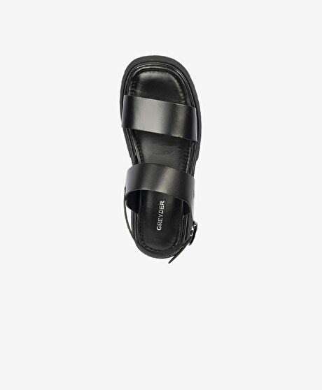 Kadın Siyah Hakiki Deri Sandalet