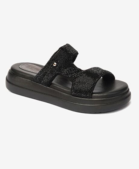 Kadın Siyah Hakiki Deri Terlik