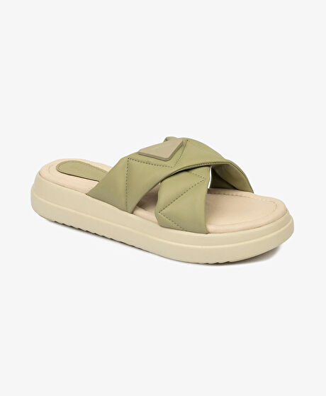 Kadın Yeşil Hakiki Deri Terlik