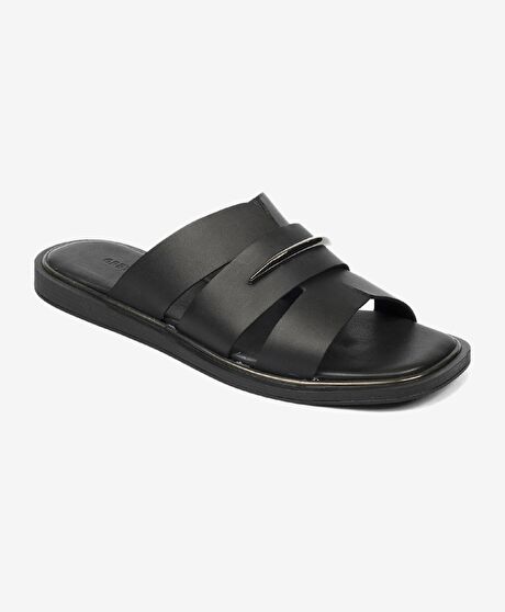 Kadın Siyah Hakiki Deri Terlik