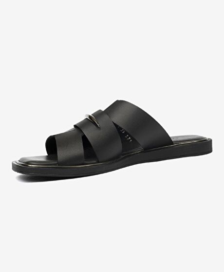 Kadın Siyah Hakiki Deri Terlik