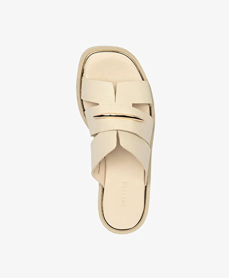 Kadın Bej Hakiki Deri Terlik