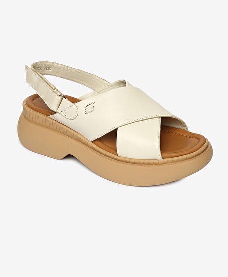 Kadın Beyaz Hakiki Deri Sandalet