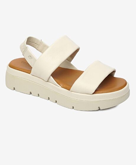 Kadın Bej Hakiki Deri Sandalet