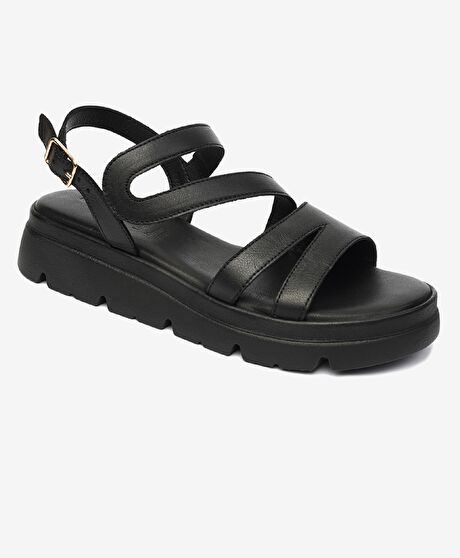 Kadın Siyah Hakiki Deri Sandalet